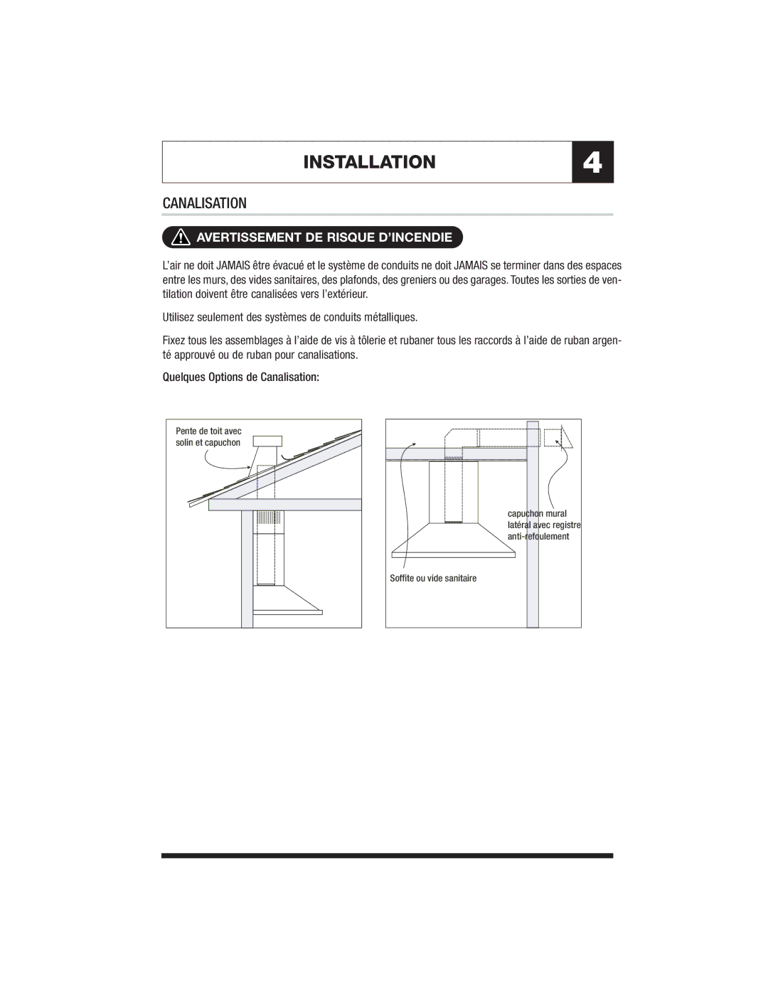 Jenn-Air JXT8136ADS, JXT8142ADS specifications INSTALLATION4, Avertissement DE Risque D’INCENDIE 