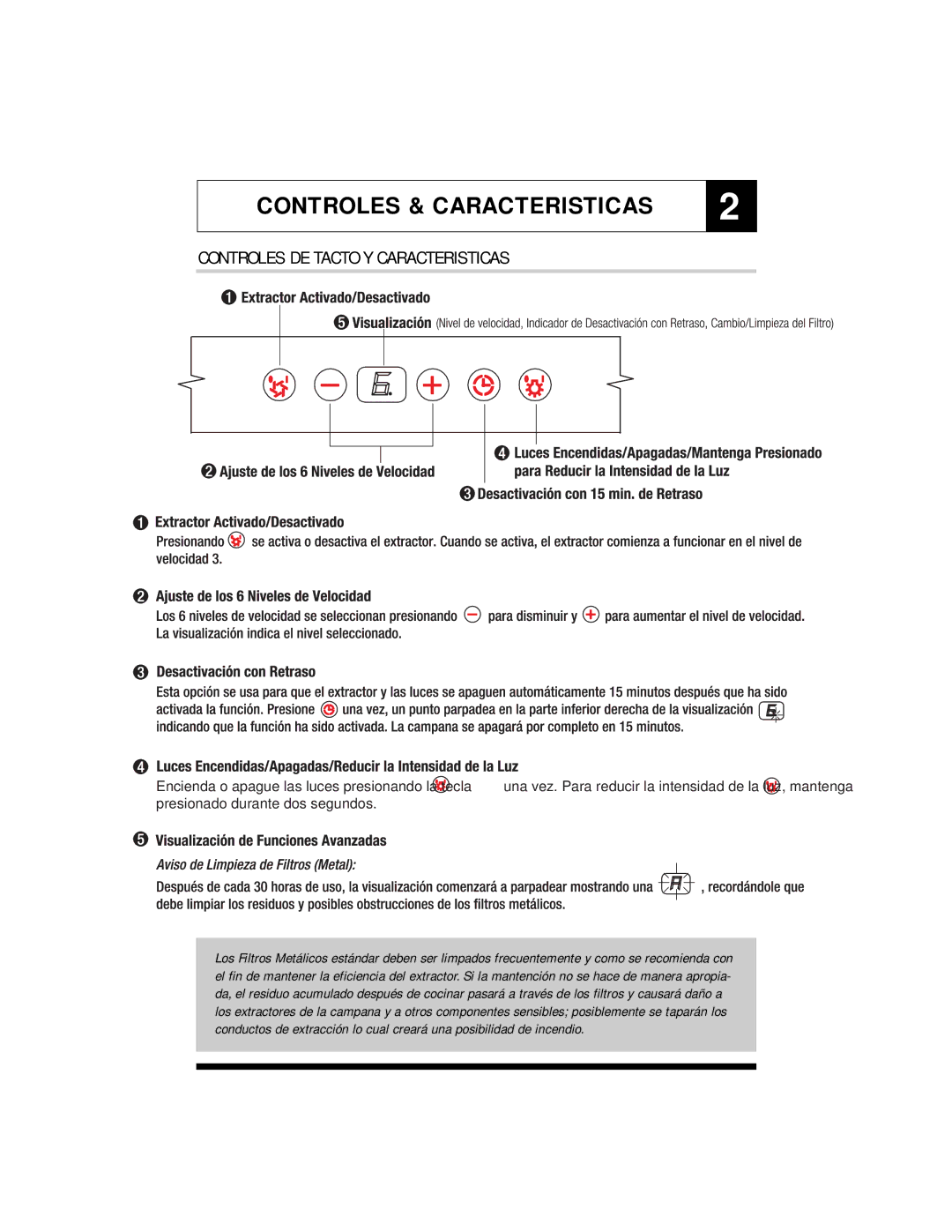 Jenn-Air JXT8836ADS warranty Controles & Caracteristicas, Controles DE Tacto Y Caracteristicas 