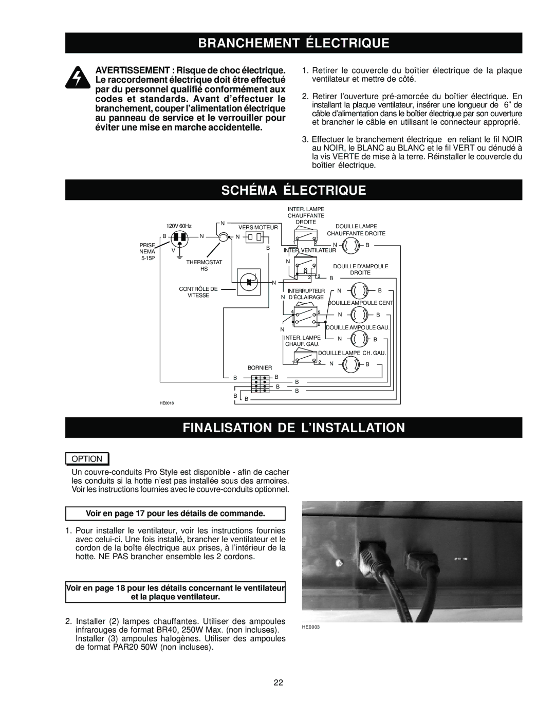 Jenn-Air JXT9036BDP, JXT9030BDP, JXT9048BDP Branchement Électrique, Sché MA É Lectrique, Finalisation DE L’INSTALLATION 