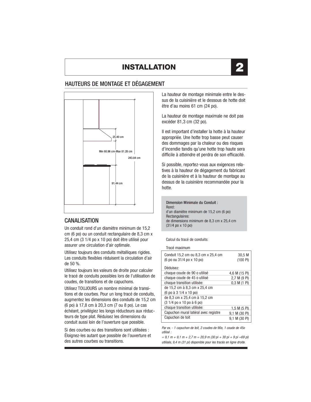 Jenn-Air JXT9136CDP, JXT9130CDP specifications Hauteurs DE Montage ET Dégagement, Canalisation 