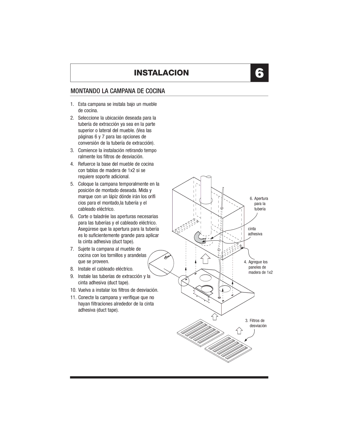 Jenn-Air JXT9136CDP Instalacion, Montando LA Campana DE Cocina, Esta campana se instala bajo un mueble de cocina 