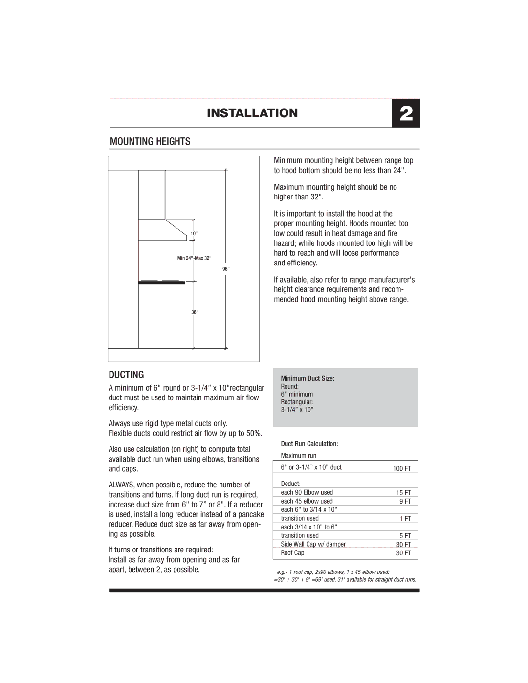 Jenn-Air JXT9136CDP, JXT9130CDP specifications INSTALLATION2, Mounting Heights, If turns or transitions are required 