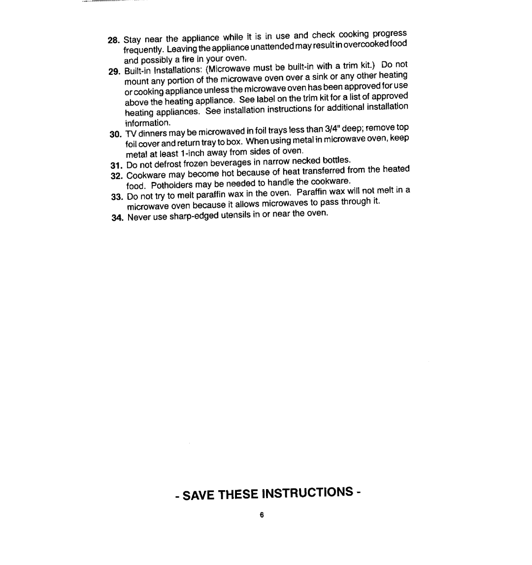 Jenn-Air M170 manual Save These Instructions 