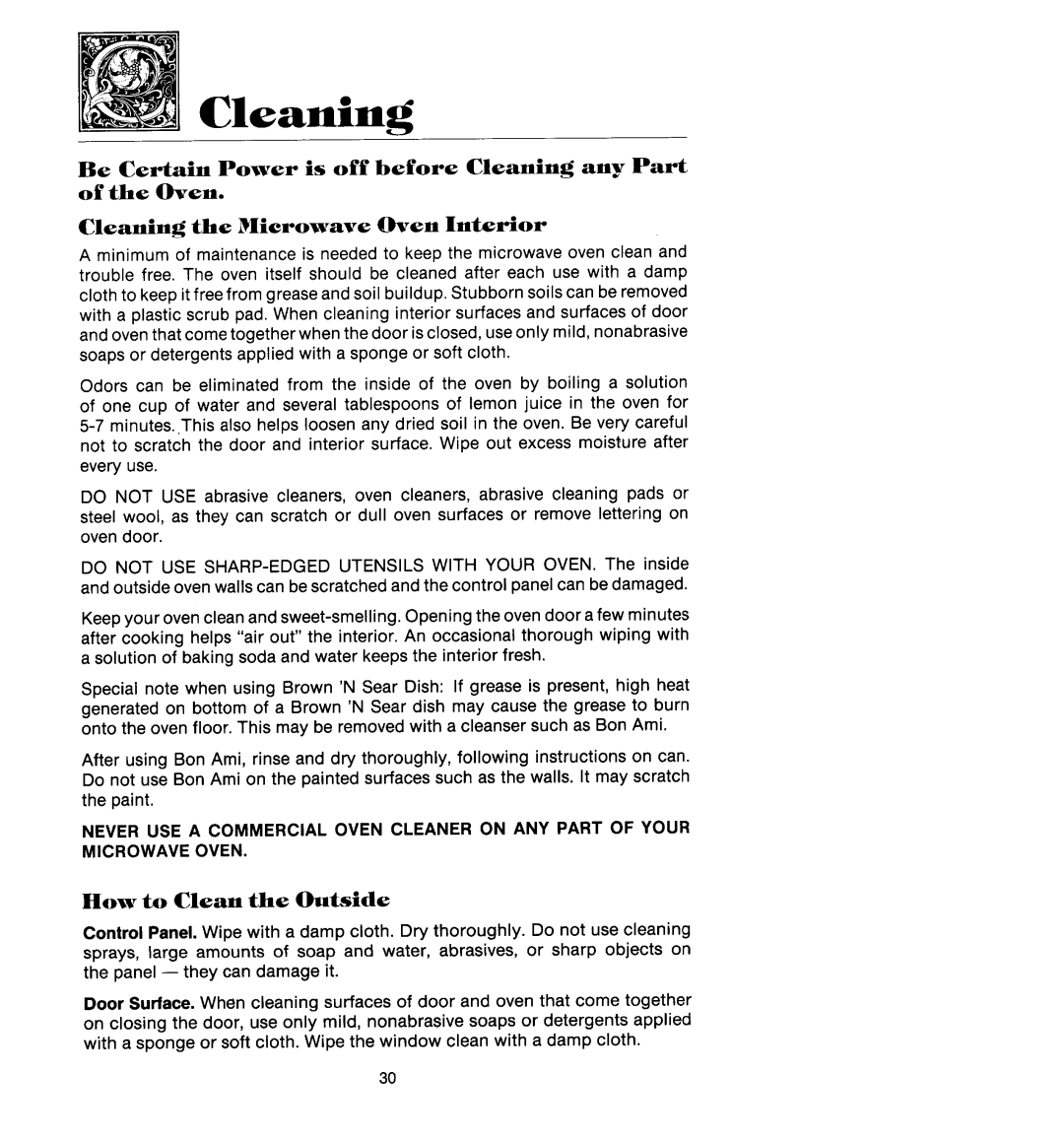 Jenn-Air M418, M438 manual Cleaning 