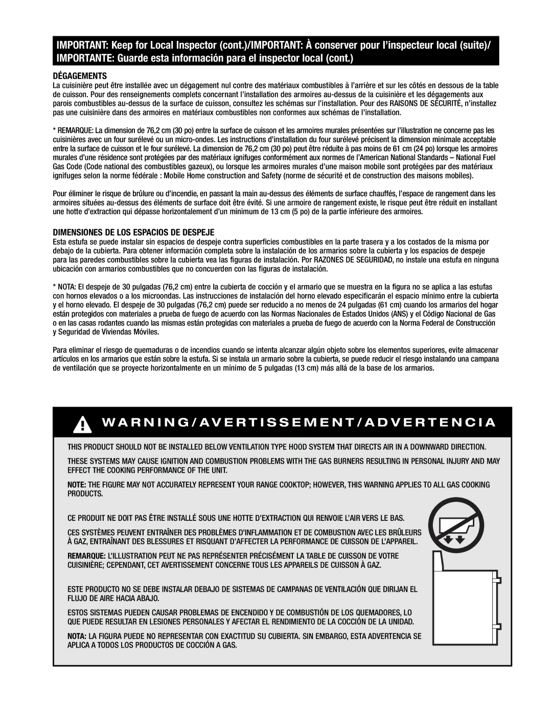 Jenn-Air Oven manual Dégagements, Dimensiones DE LOS Espacios DE Despeje 