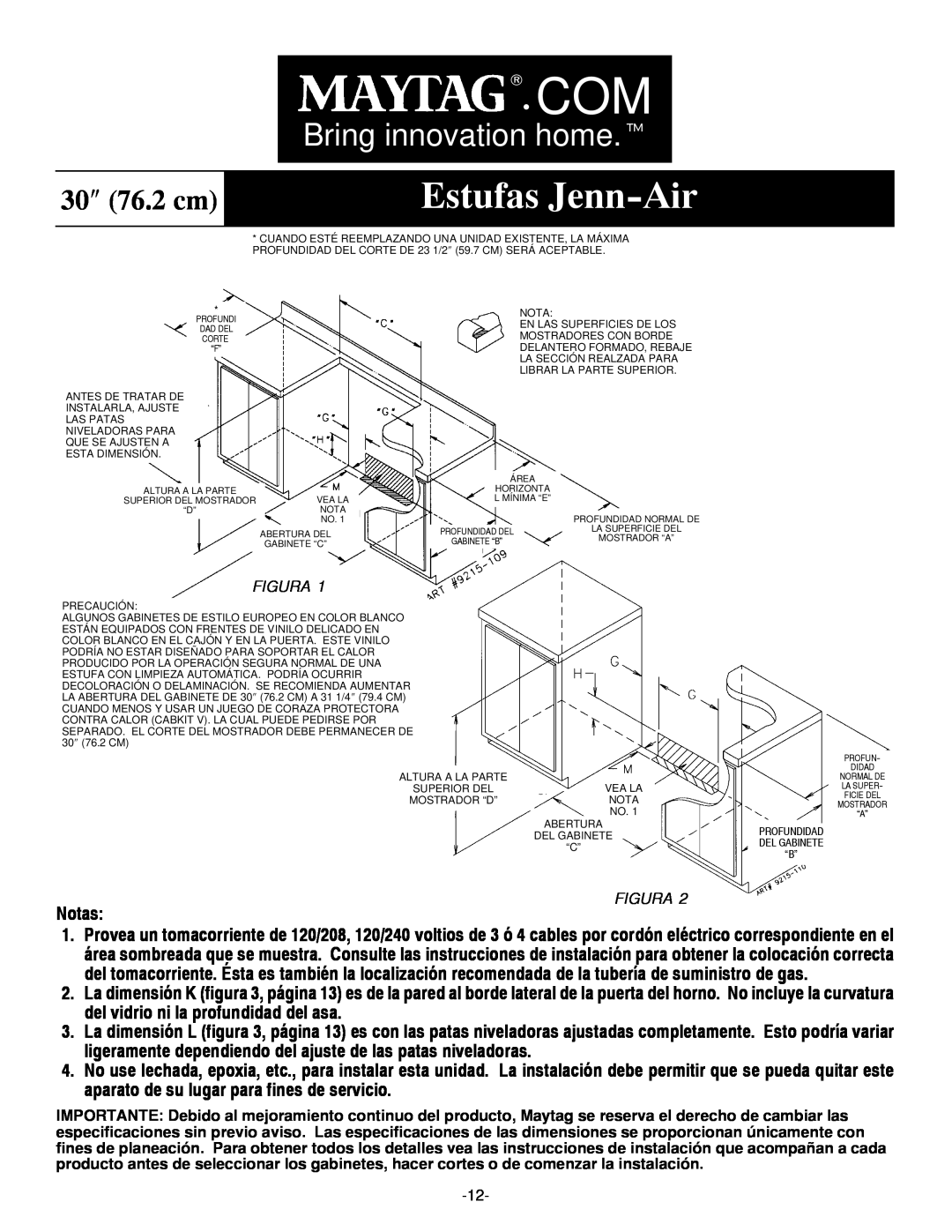 Jenn-Air Range installation manual Estufas Jenn-Air, Bring innovation home.t, 30 76.2 cm 