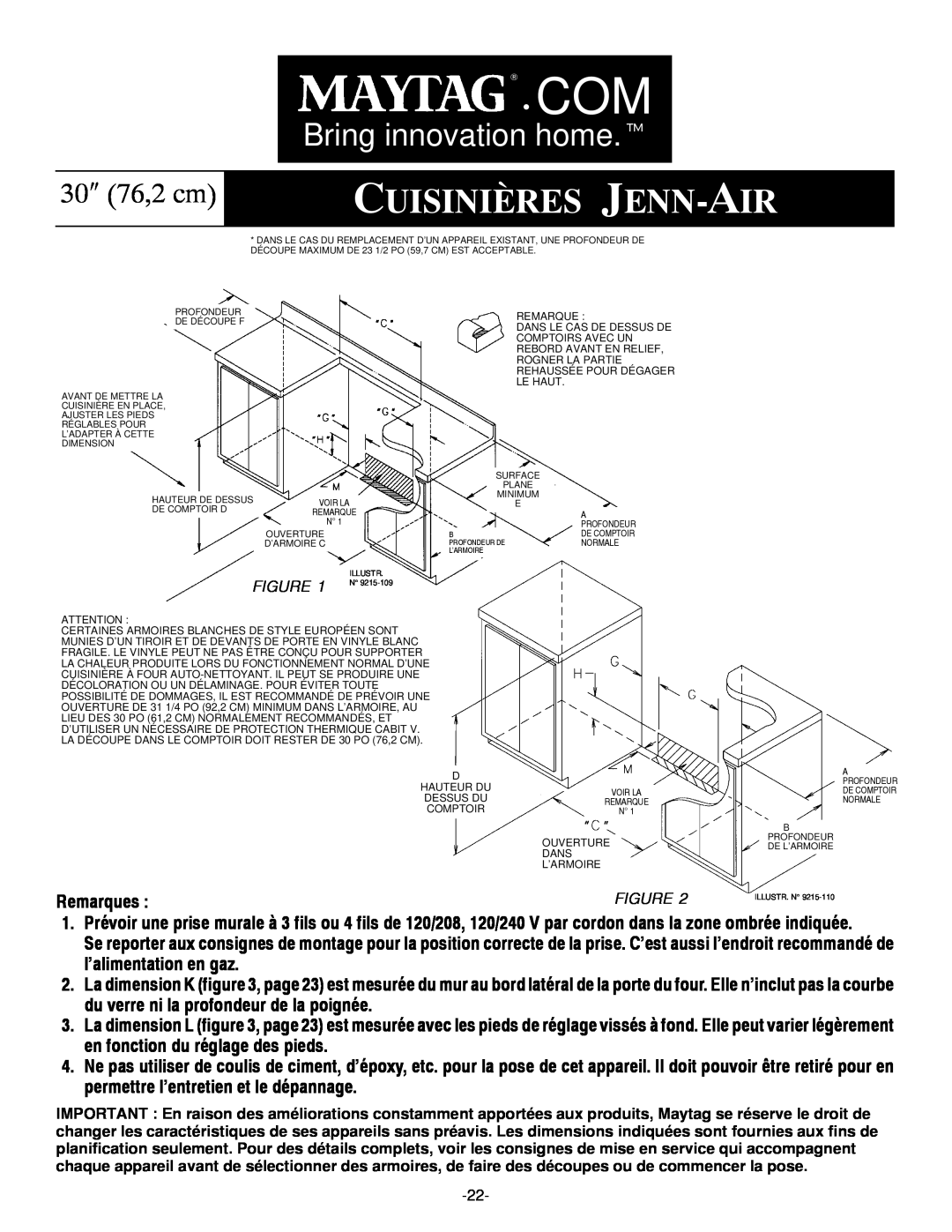 Jenn-Air Range installation manual Cuisinières Jenn-Air, Bring innovation home.t, 30 76,2 cm 