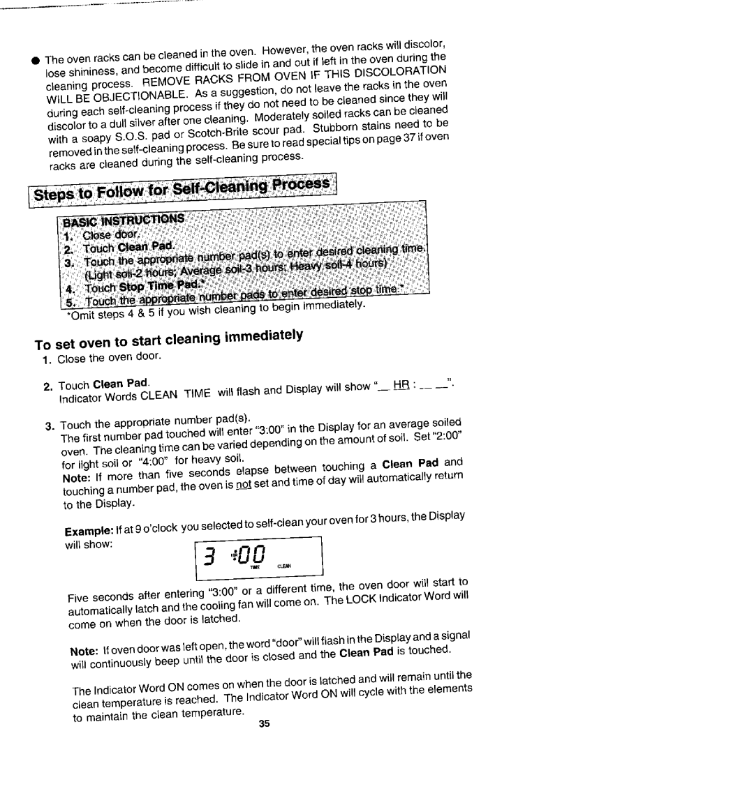 Jenn-Air SCE30600 manual To set oven to start cleaning immediately 