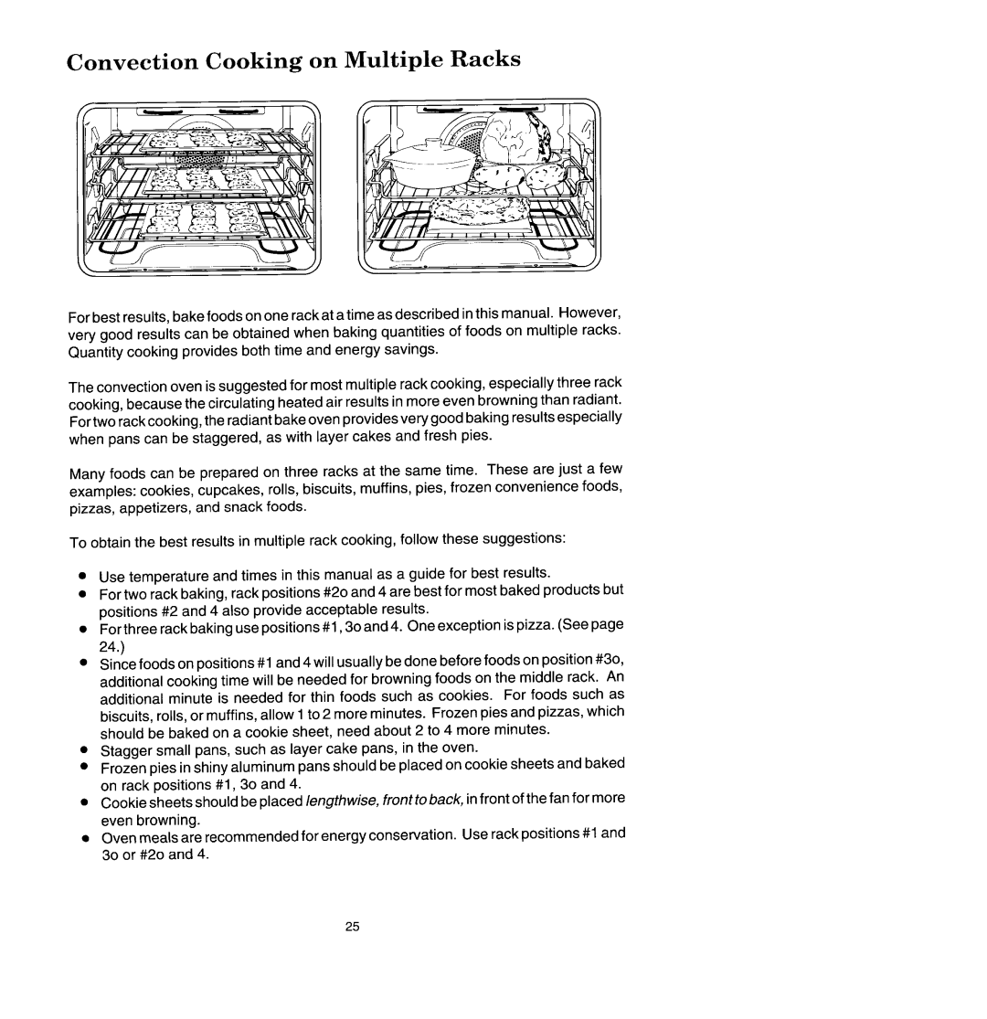 Jenn-Air SCE4340, SCE4320 manual Convection Cooking on Multiple Racks 