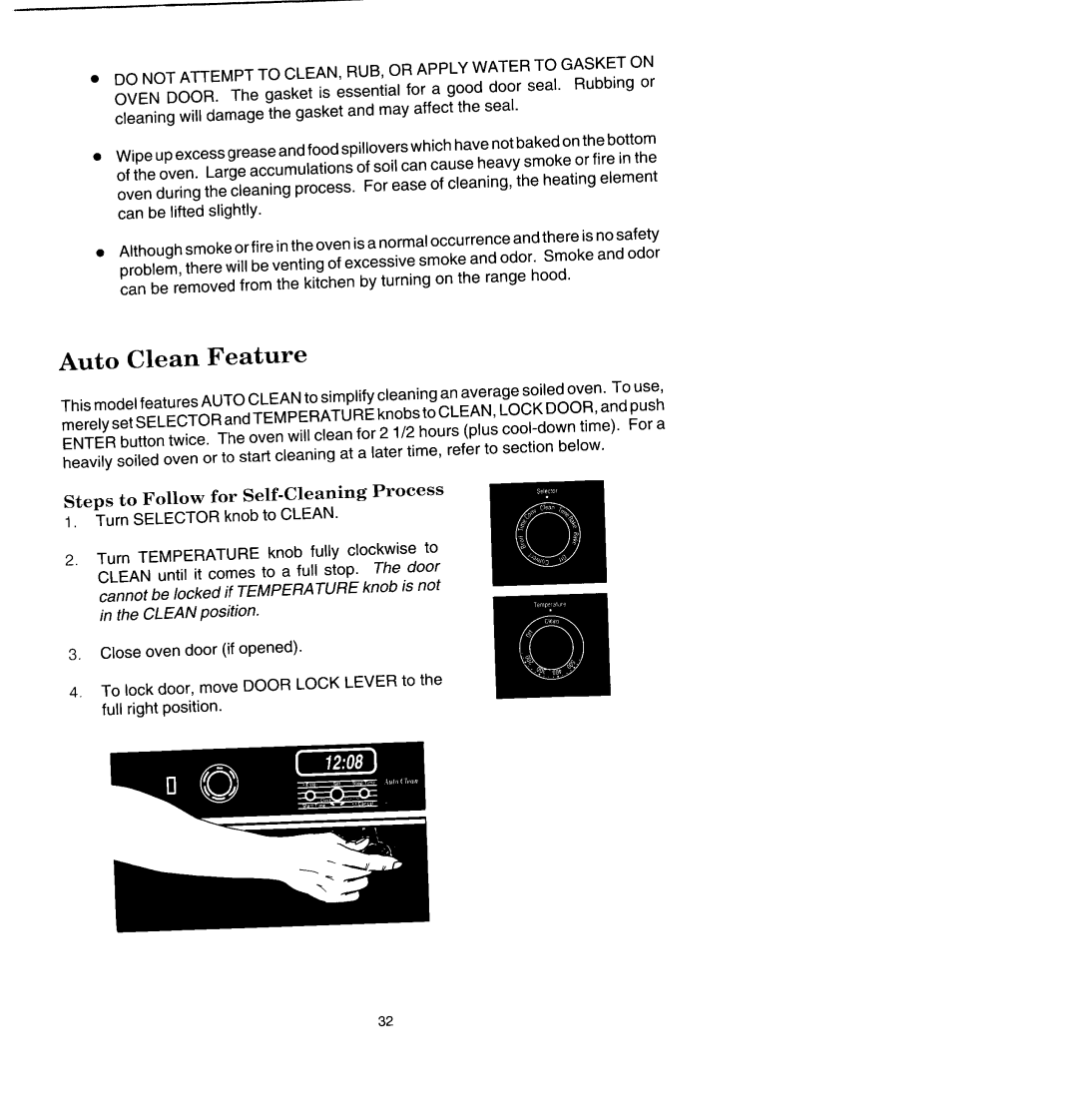 Jenn-Air SCE4320, SCE4340 manual Auto Clean Feature, Steps to Follow for Self-Cleaning Process 