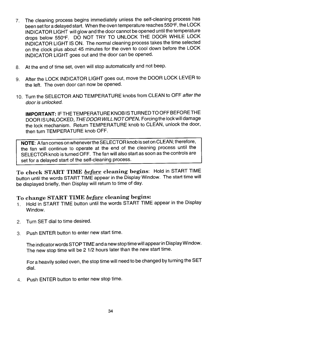 Jenn-Air SCE4320, SCE4340 manual Important Ifthetemperature Knob Isturnedto OFF Beforethe 