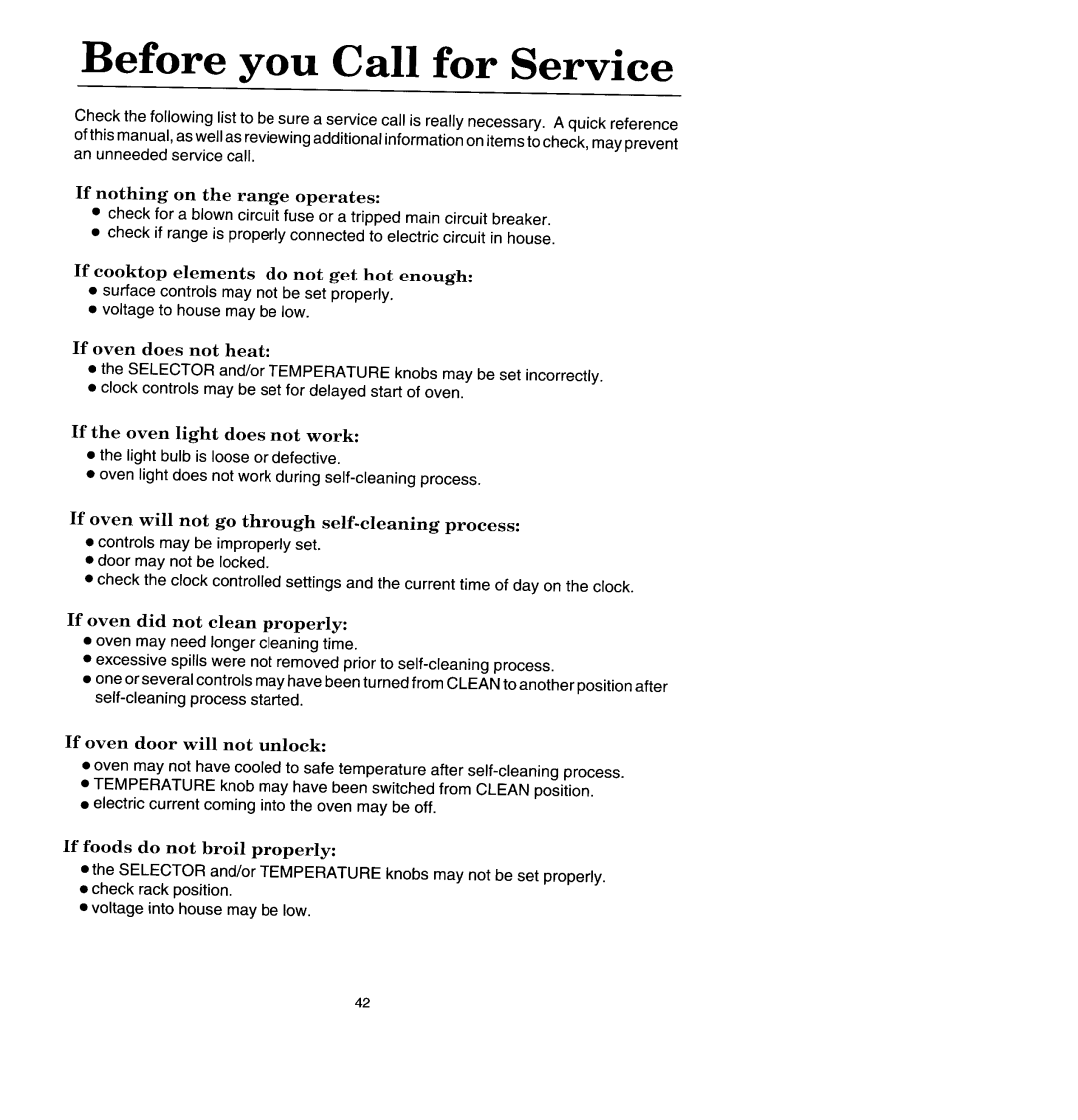 Jenn-Air SCE4320, SCE4340 manual Before you Call for Service 