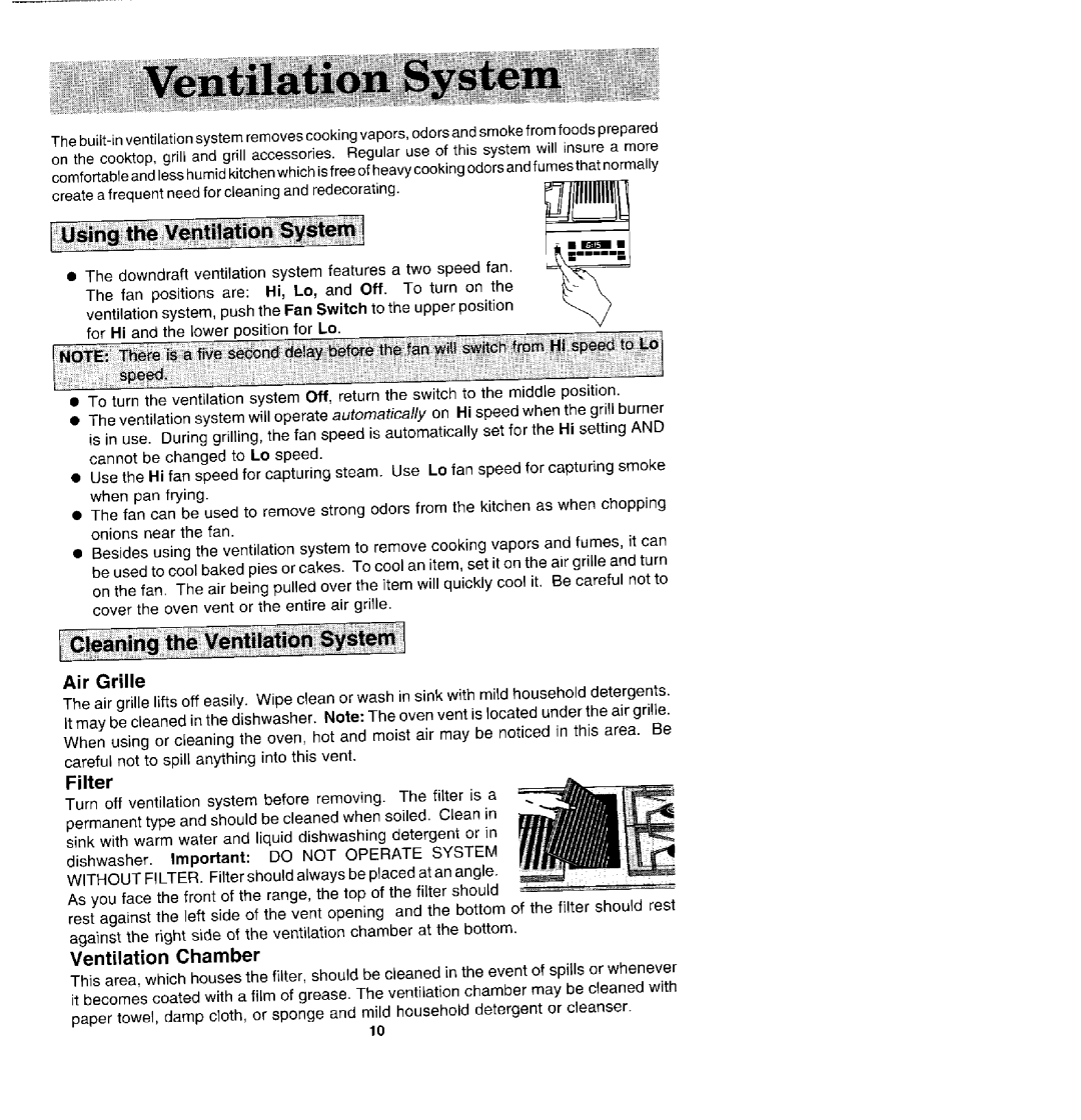 Jenn-Air SDV48600P manual Air Grille, Filter 