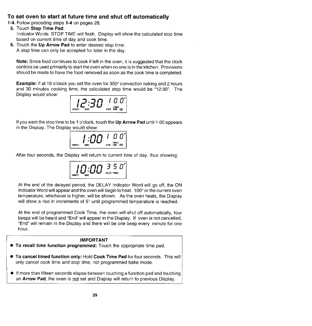 Jenn-Air SDV48600P manual 1290, Touch Stop Time Pad 