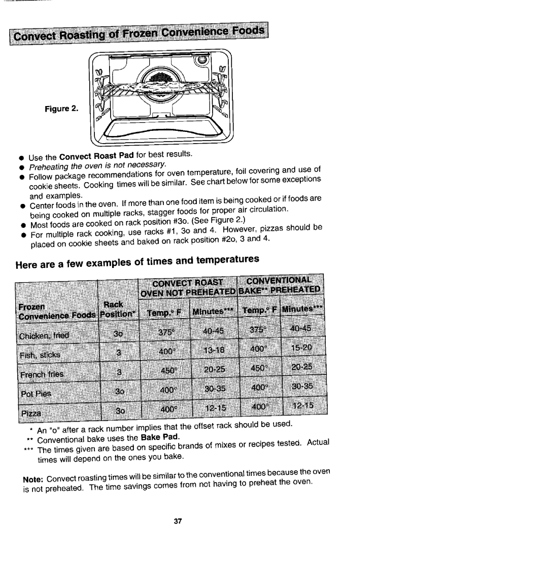 Jenn-Air SDV48600P manual Here are a few examples of times and temperatures, Preheatingthe oven is not necessary 