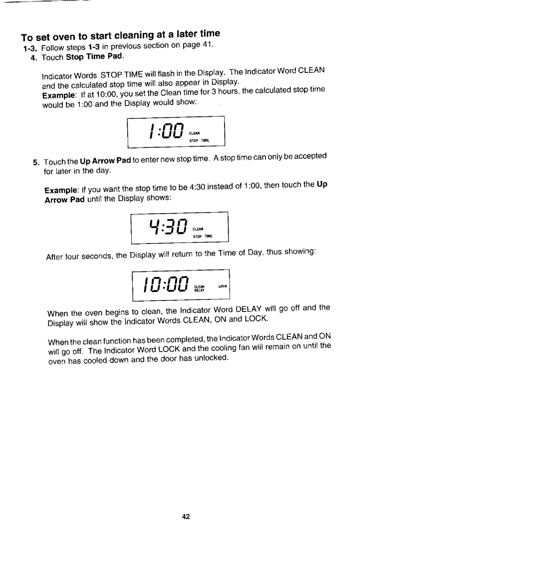 Jenn-Air SDV48600P manual To set oven to start cleaning at a later time 