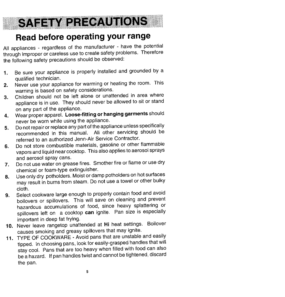 Jenn-Air SDV48600P manual Read before operatingyour range 