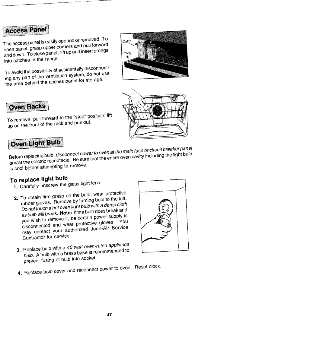 Jenn-Air SDV48600P manual To replaceightbulb 