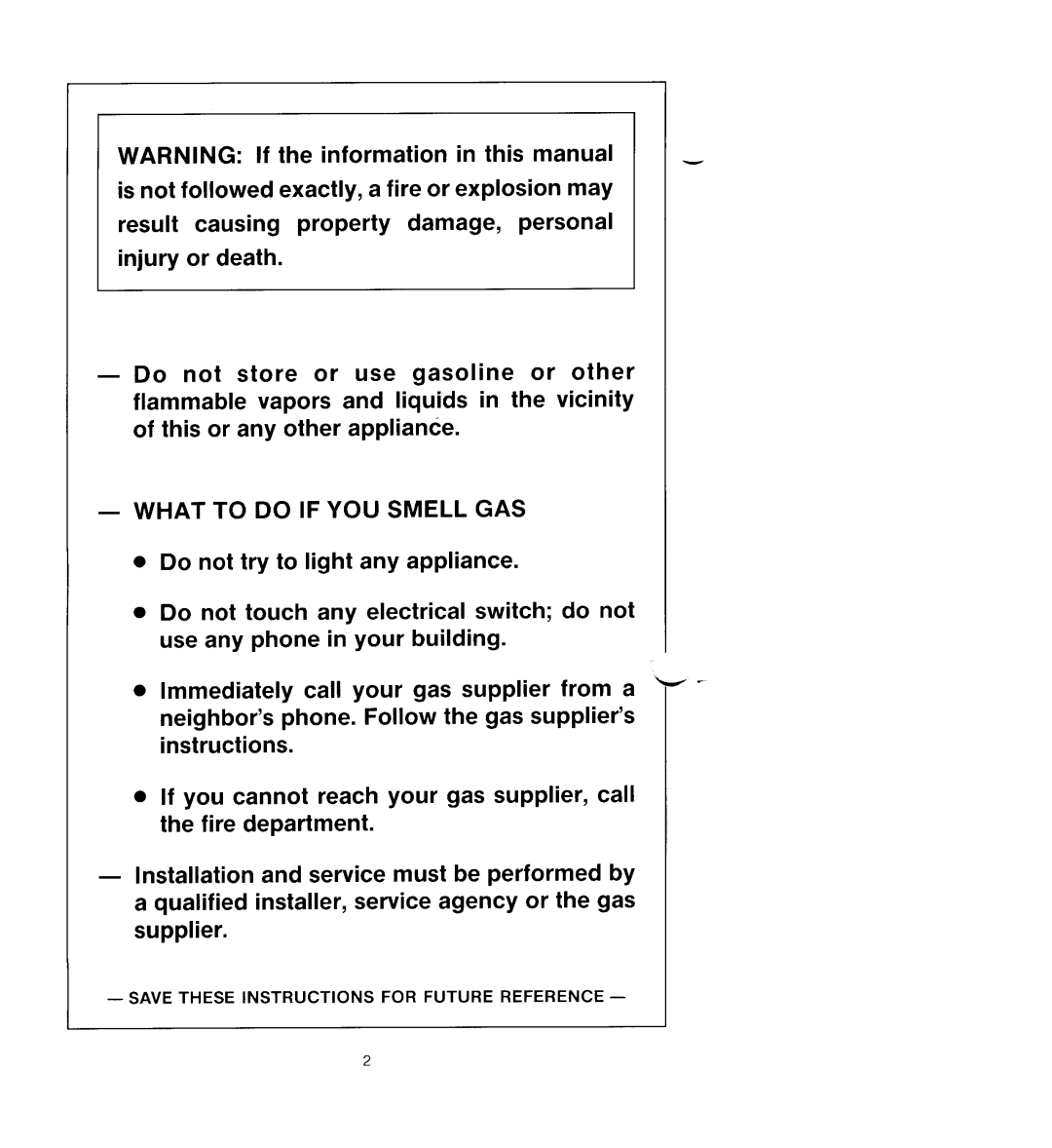 Jenn-Air SEG196 manual What to do if YOU Smell GAS 