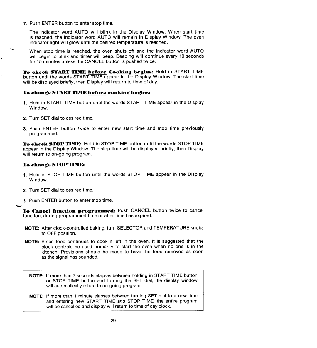 Jenn-Air SEG196 manual To change Stop Time 