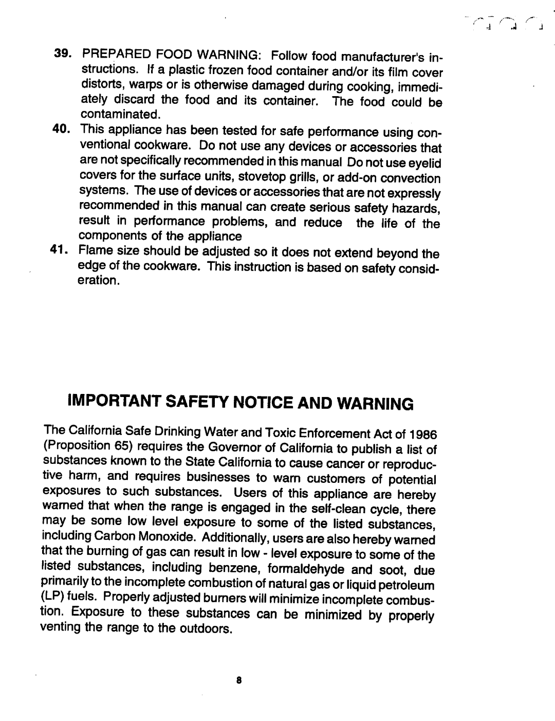 Jenn-Air SEG196 manual Important Safety Notice and Warning 