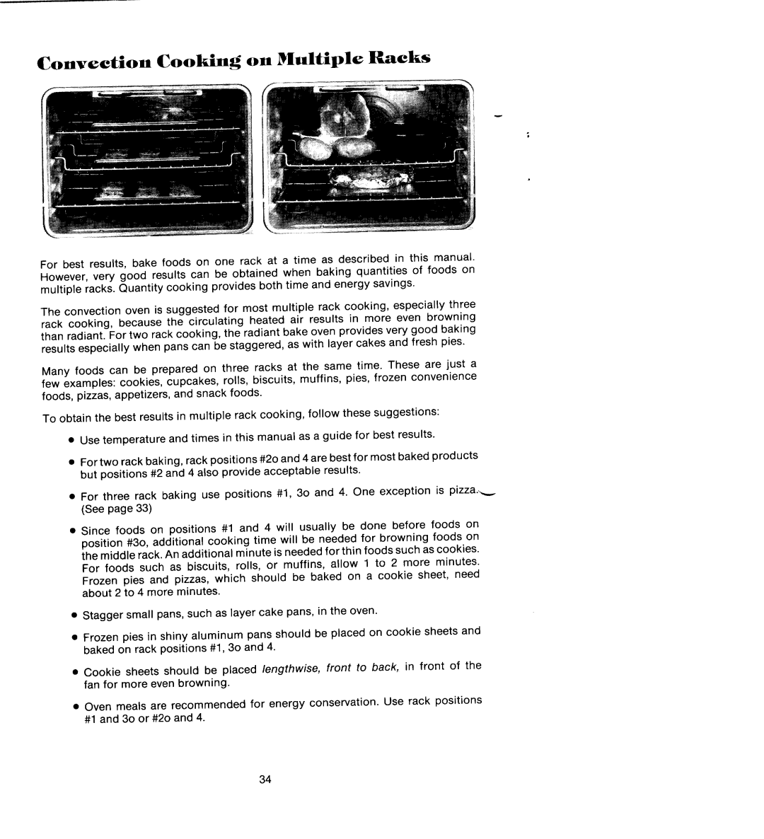 Jenn-Air SEG196 manual Convection Cooking on Multiple Racks 