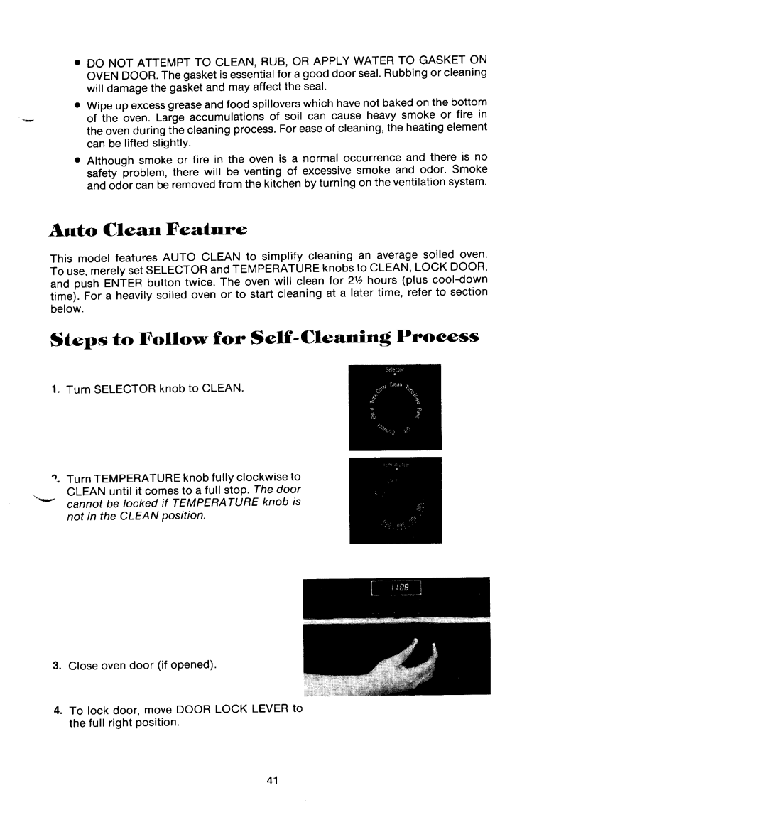 Jenn-Air SEG196 manual Auto Clean Feature, Steps to Follow for Self-CleaningProcess 