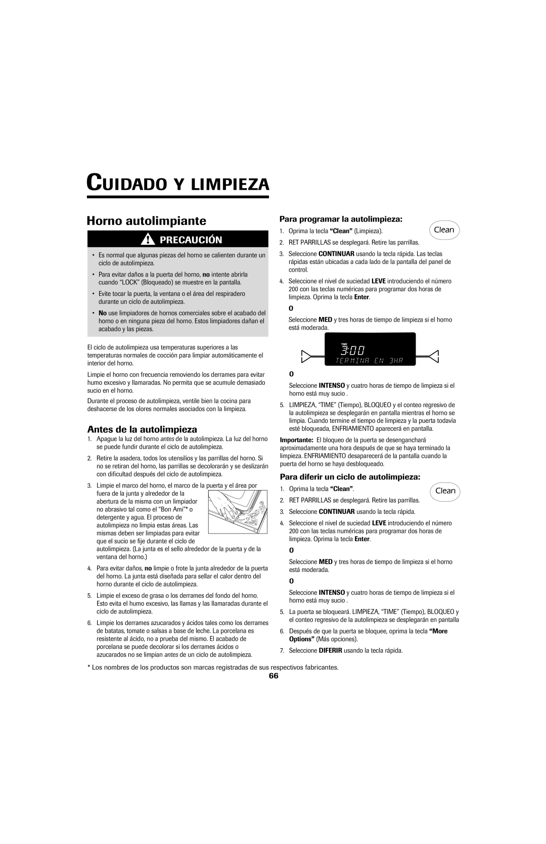 Jenn-Air SLIDE-IN RANGE Cuidado Y Limpieza, Antes de la autolimpieza, Para programar la autolimpieza 