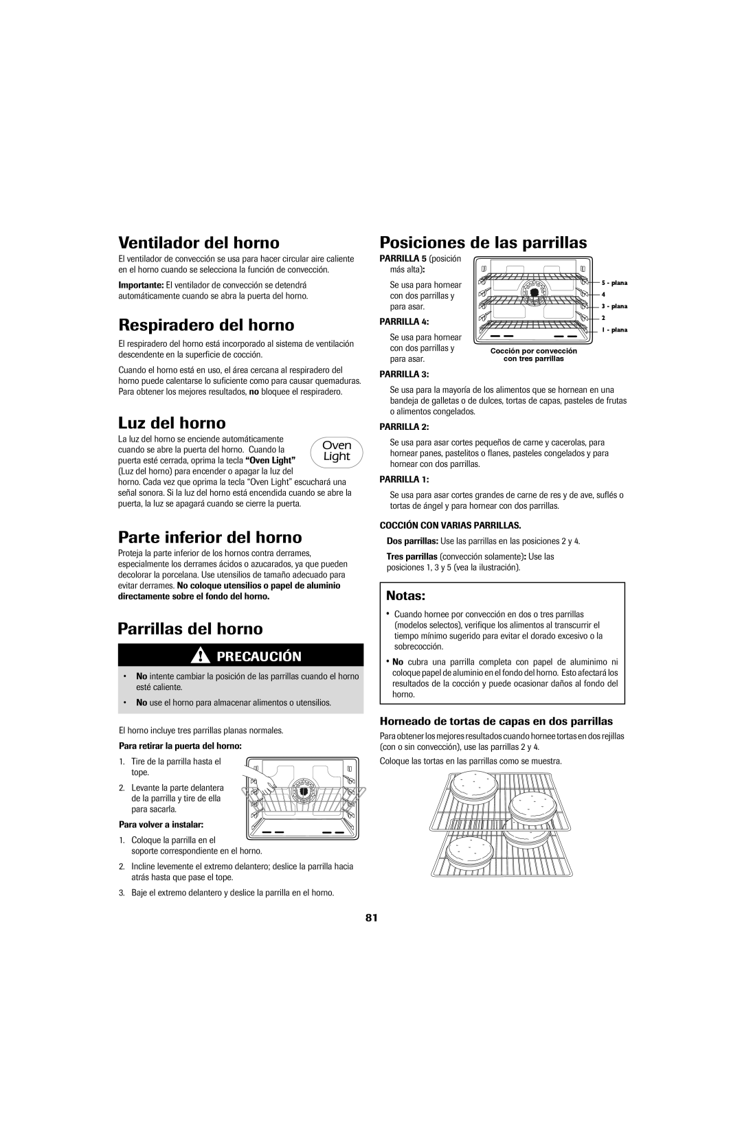 Jenn-Air SLIDE-IN RANGE Ventilador del horno, Respiradero del horno, Parte inferior del horno, Parrillas del horno 