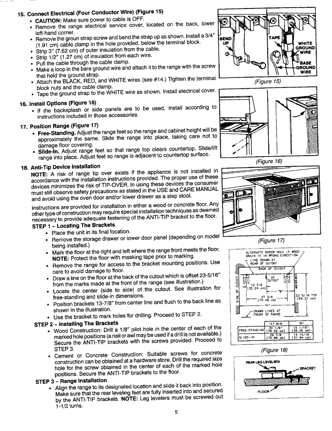 Jenn-Air SCE30600, SVE47100, SCE30500 dimensions Position Range Figure, InstallingThe Brackets, Range Installation 