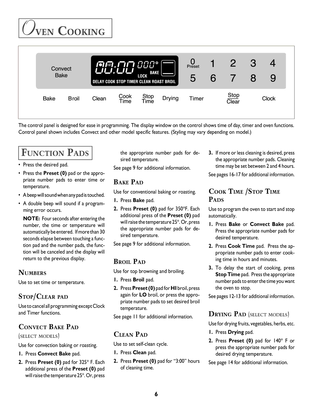 Jenn-Air T2 warranty Oven Cooking, Function Pads, Press Convect Bake pad 