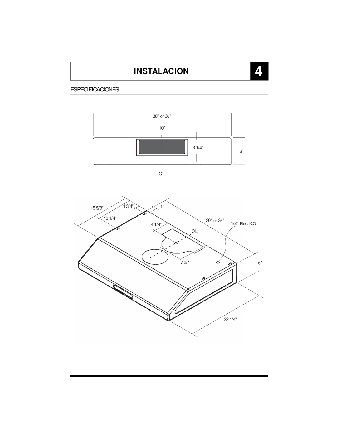 Jenn-Air UXT5436AD, UXT5236AD, UXT5430AD, UXT5230AD specifications INSTALACION4, Especificaciones 