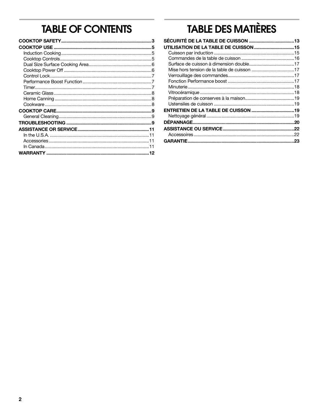 Jenn-Air W10141605 manual Table of Contents 