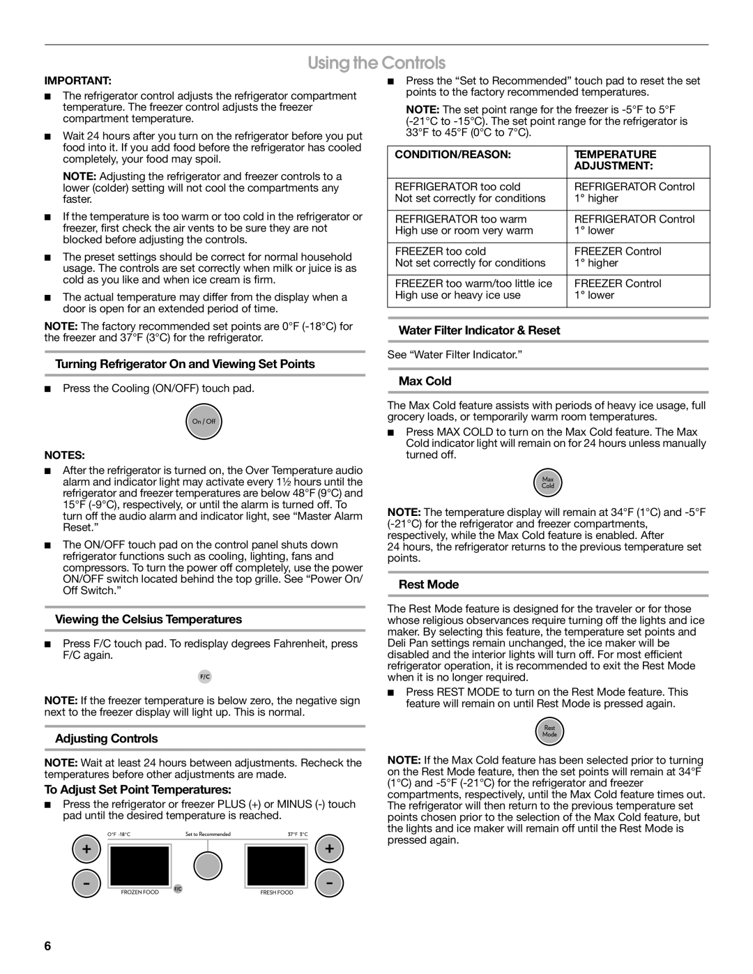 Jenn-Air W10183787A manual Using the Controls 