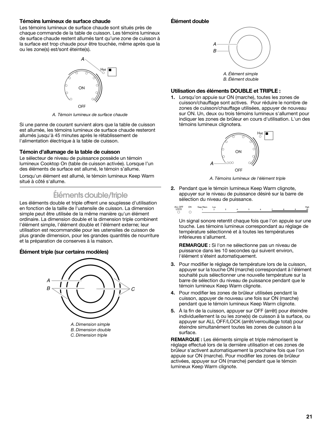 Jenn-Air W10197057B manual Éléments double/triple 