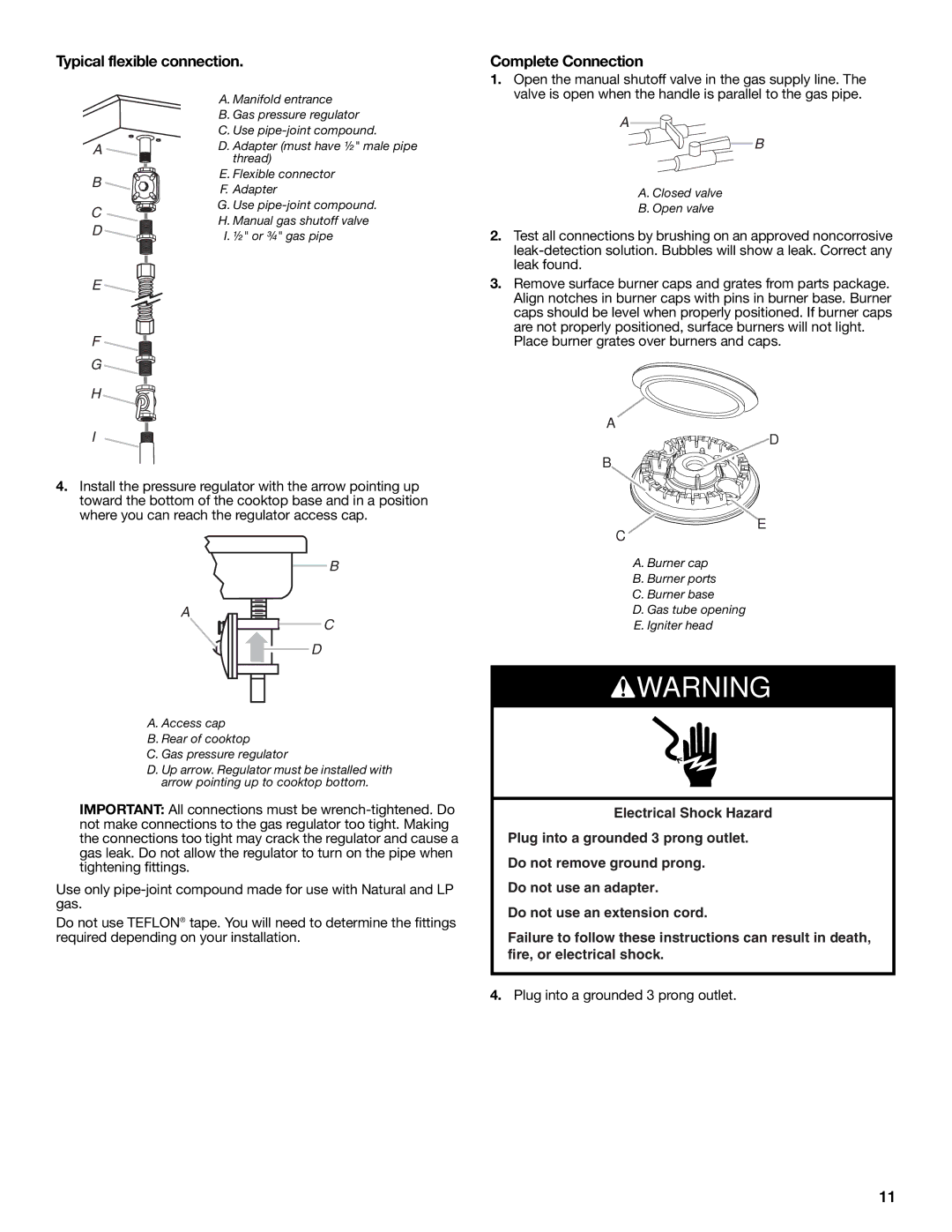 Jenn-Air W10197058B installation instructions Typical flexible connection, Complete Connection 