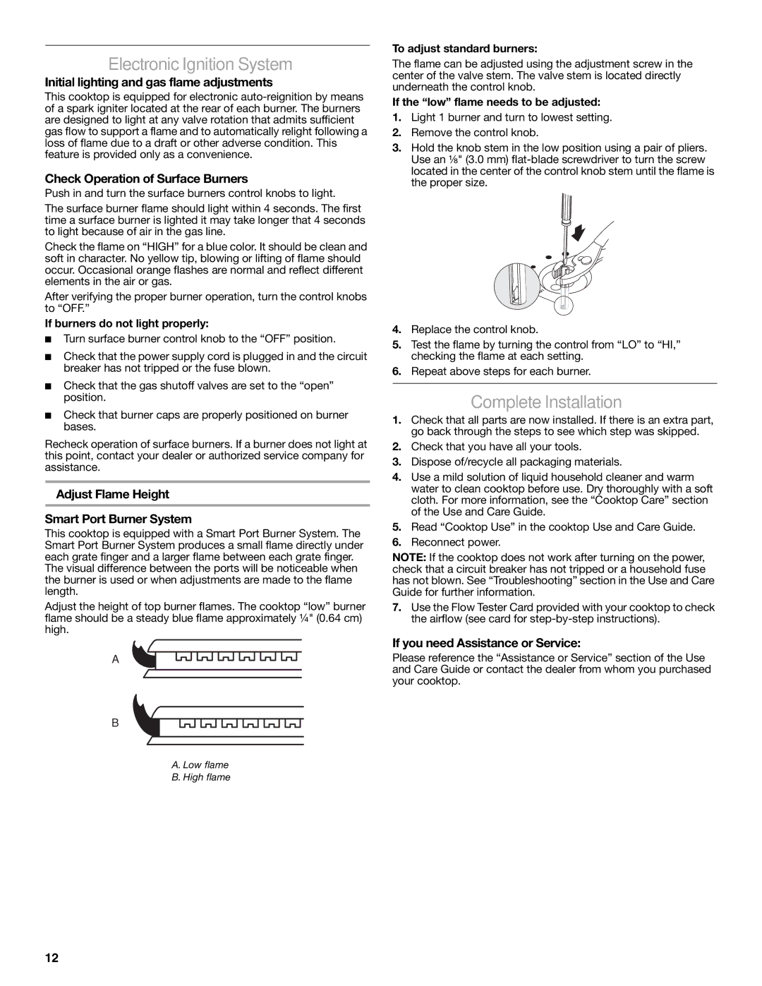 Jenn-Air W10197058B installation instructions Electronic Ignition System, Complete Installation 