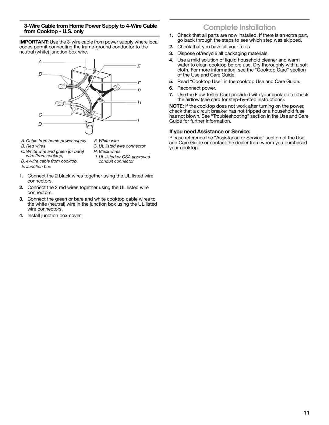 Jenn-Air W10197059B installation instructions Complete Installation, If you need Assistance or Service 