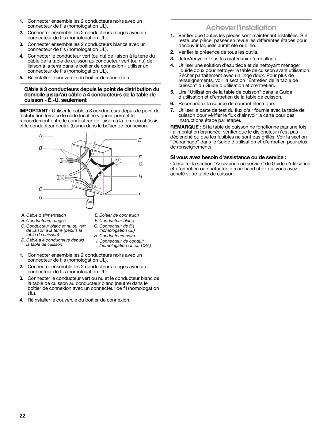 Jenn-Air W10197059B installation instructions Achever linstallation, Si vous avez besoin dassistance ou de service 