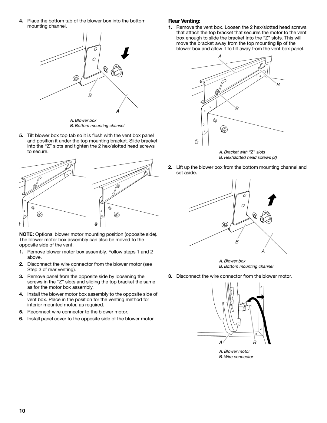 Jenn-Air W10201609B installation instructions Rear Venting 