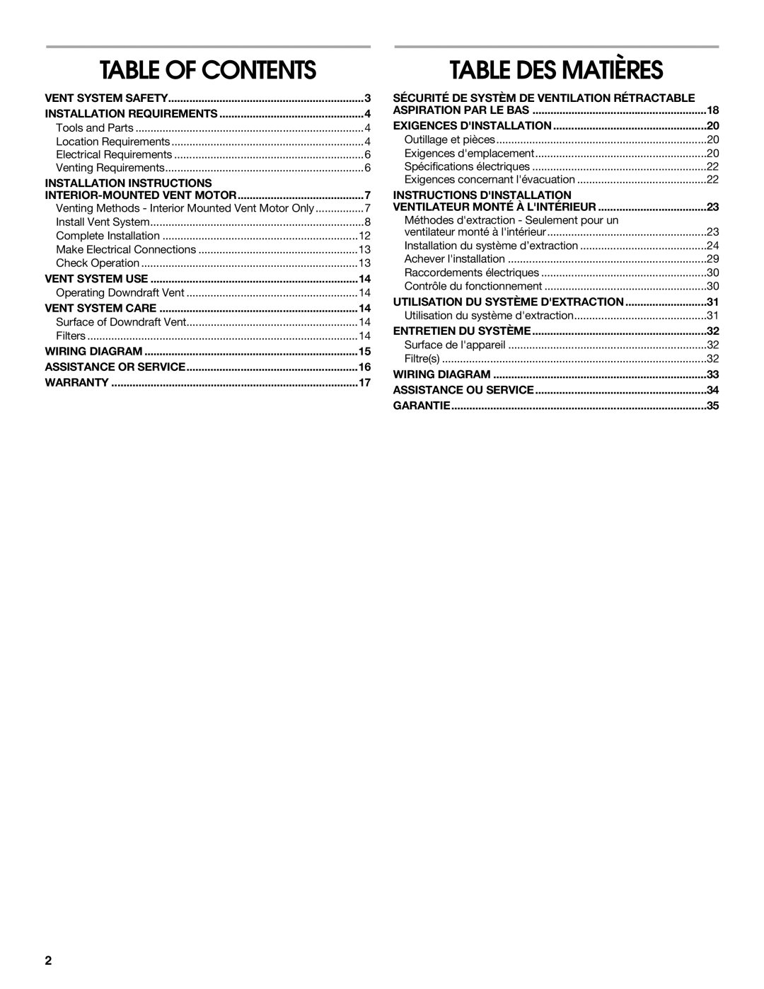 Jenn-Air W10201609B installation instructions Table DES Matières 