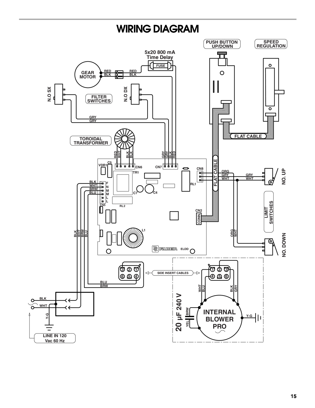 Jenn-Air W10201609B installation instructions Wiring Diagram, Blower, µF240, 5x20 800 mA Time Delay, Internal, Down 