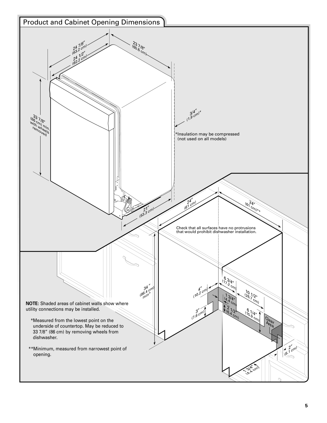 Jenn-Air W10208727A installation instructions Product and Cabinet Opening Dimensions, 60 /8 