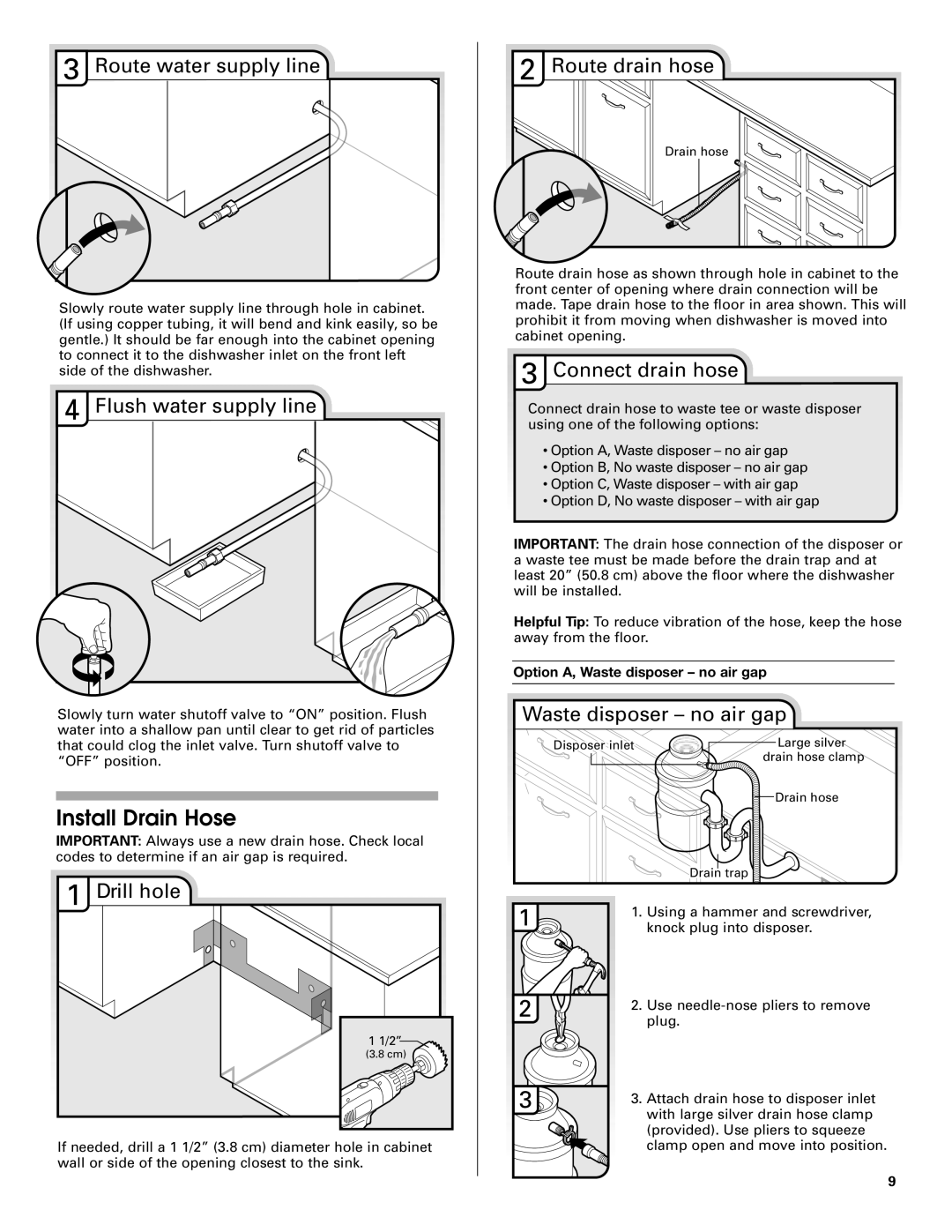 Jenn-Air W10208727A installation instructions Install Drain Hose 