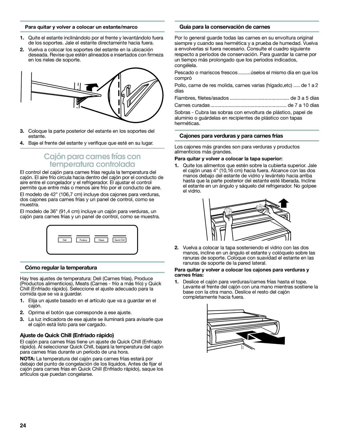 Jenn-Air W10231365B manual Cajón para carnes frías con Temperatura controlada, Cómo regular la temperatura 