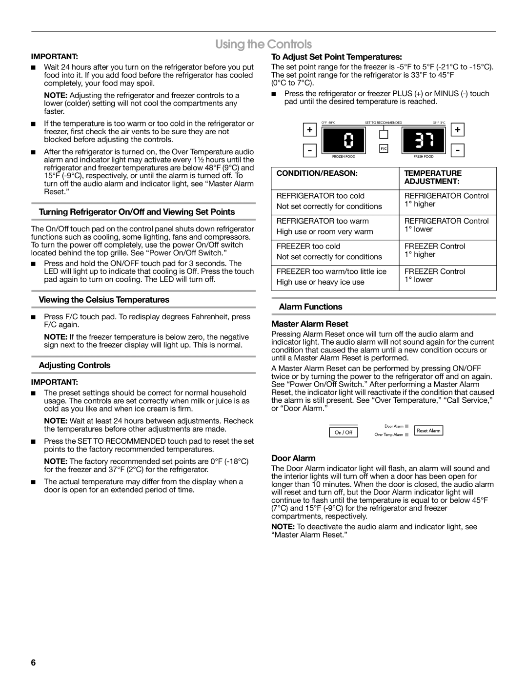 Jenn-Air W10231365B manual Using the Controls 