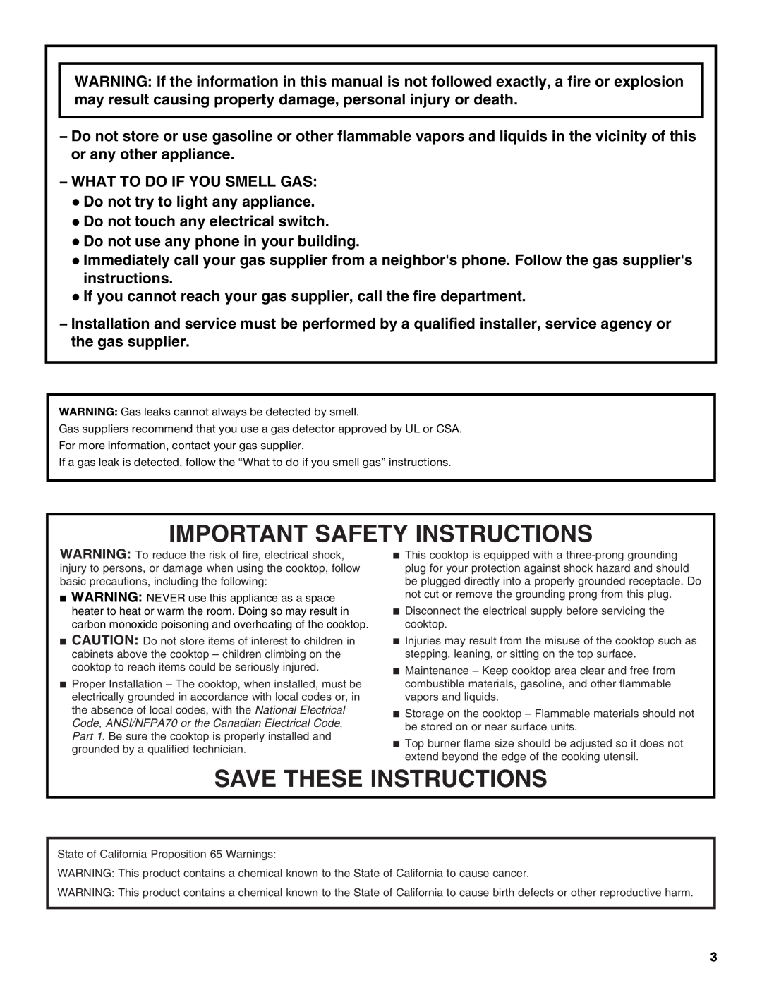 Jenn-Air W10233478B installation instructions Important Safety Instructions, Save These Instructions 