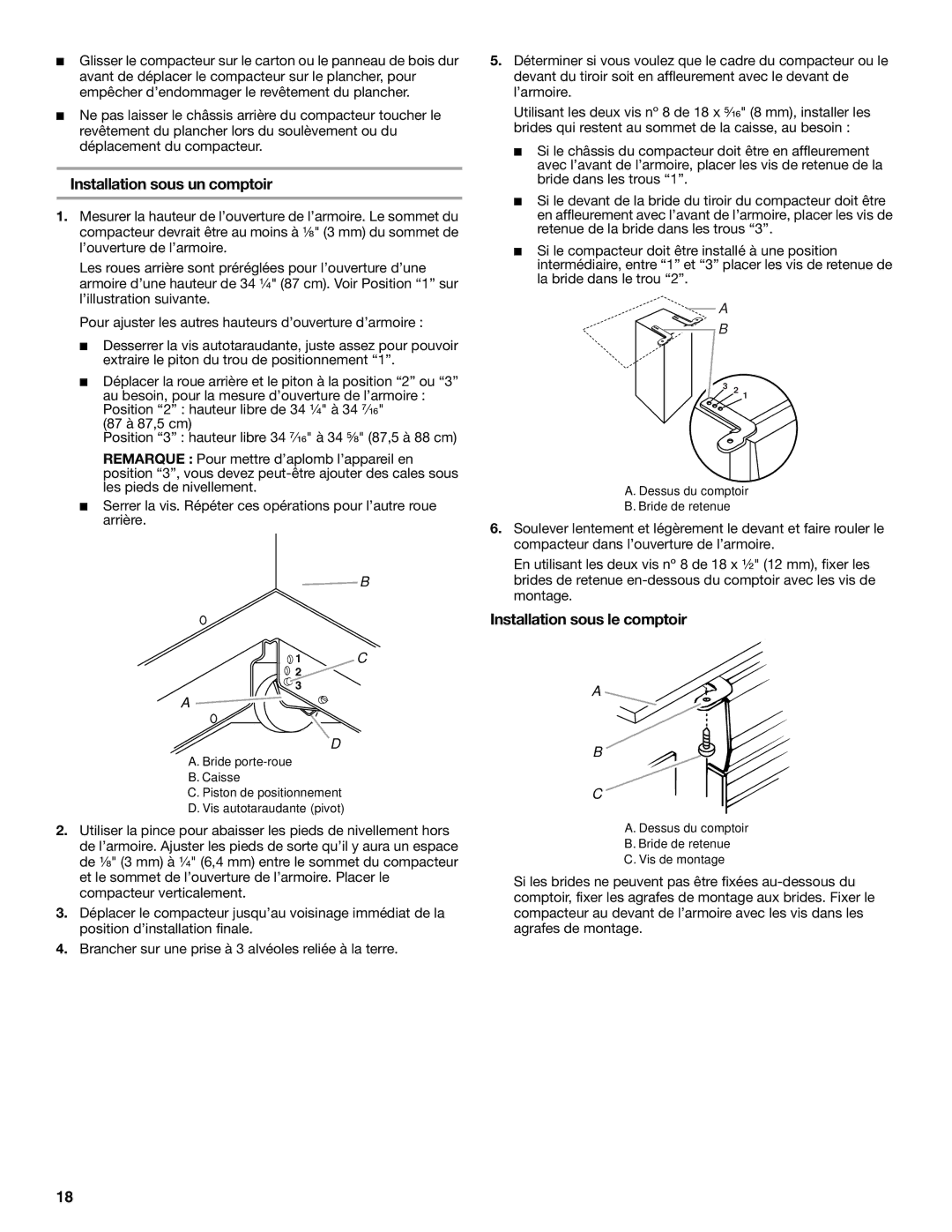 Jenn-Air W10242571A manual Installation sous un comptoir, Installation sous le comptoir 