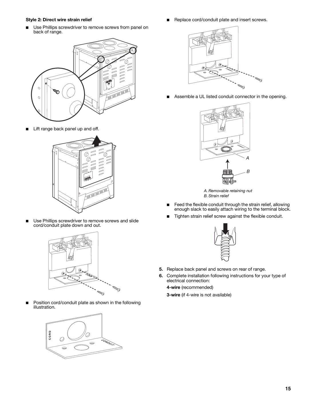 Jenn-Air W10253462A installation instructions Style 2 Direct wire strain relief 