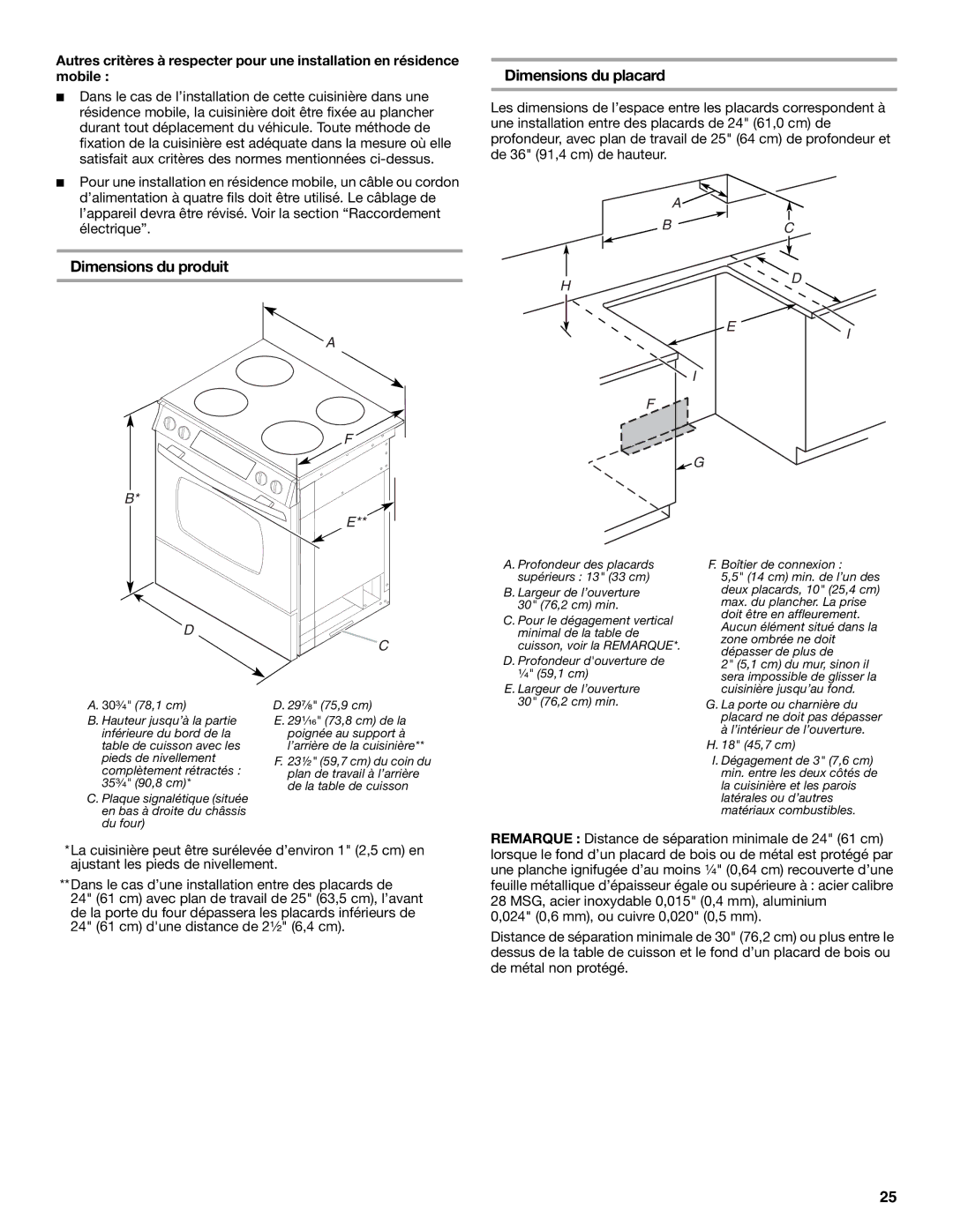 Jenn-Air W10253462A installation instructions Dimensions du placard, Dimensions du produit 